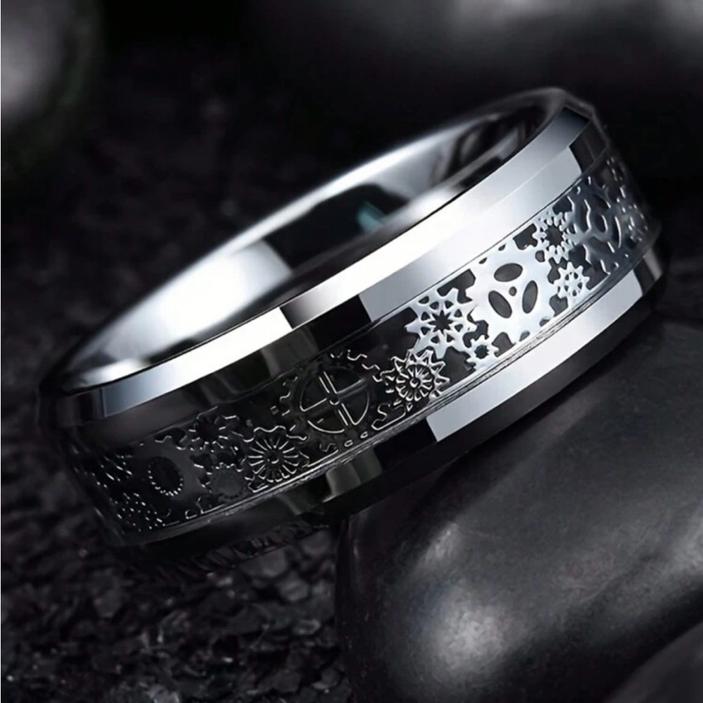 Stainless Steel Steampunk Gear Pattern Ring